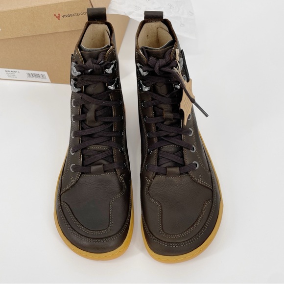 Vivobarefoot Gobi Boots | Brown Bracken Leather Lace Up Shoes - Picture 2 of 9